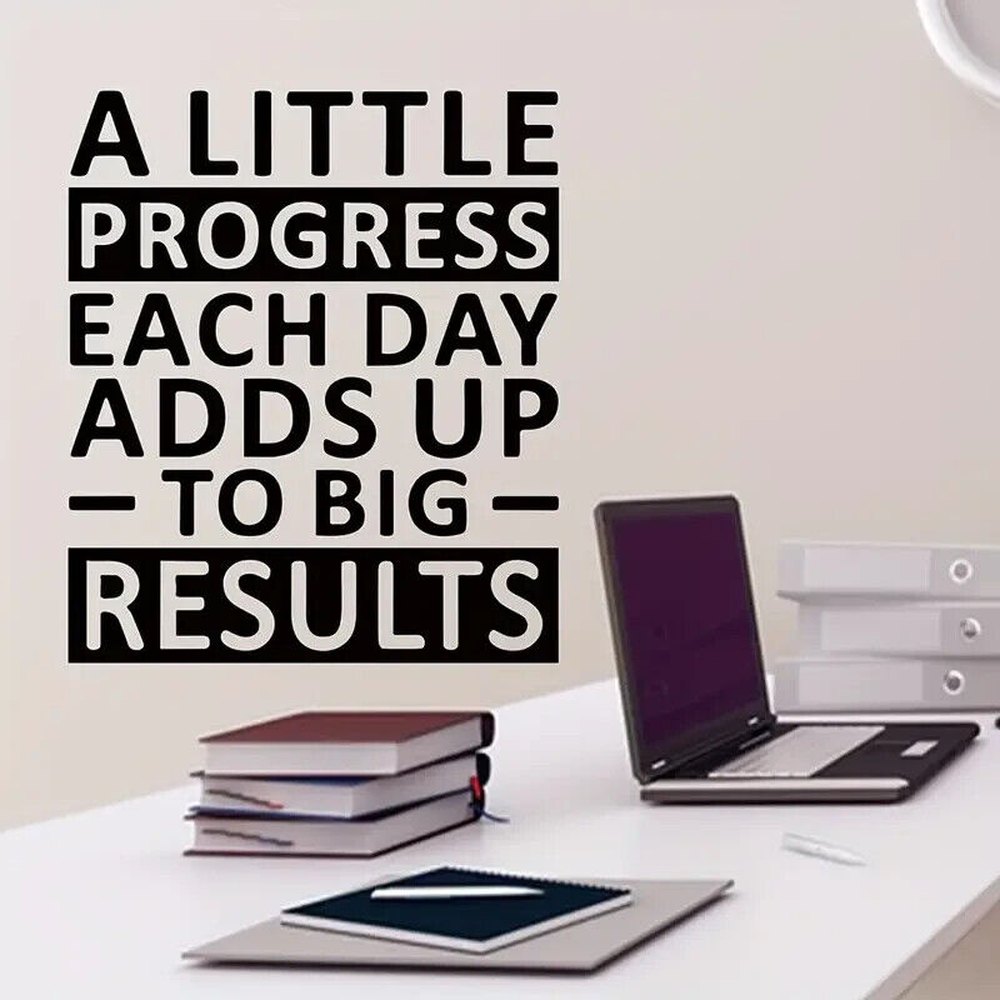 "A Little Progress Each Day" Motivational Wall Decal 15.7" x 18.9" Home & Garden:Home Décor:Decals, Stickers & Vinyl Art Style Your Walls
